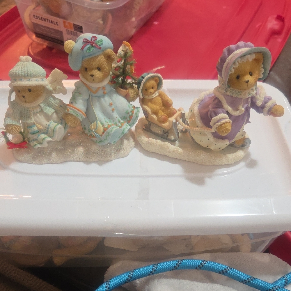 Cherished Teddies Winter Fun Set - Blue, Purple, Tan